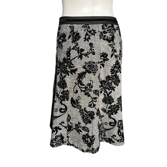 Ann Taylor wool blend grey black tweed floral A line lined skirt size 4 - Picture 2 of 10